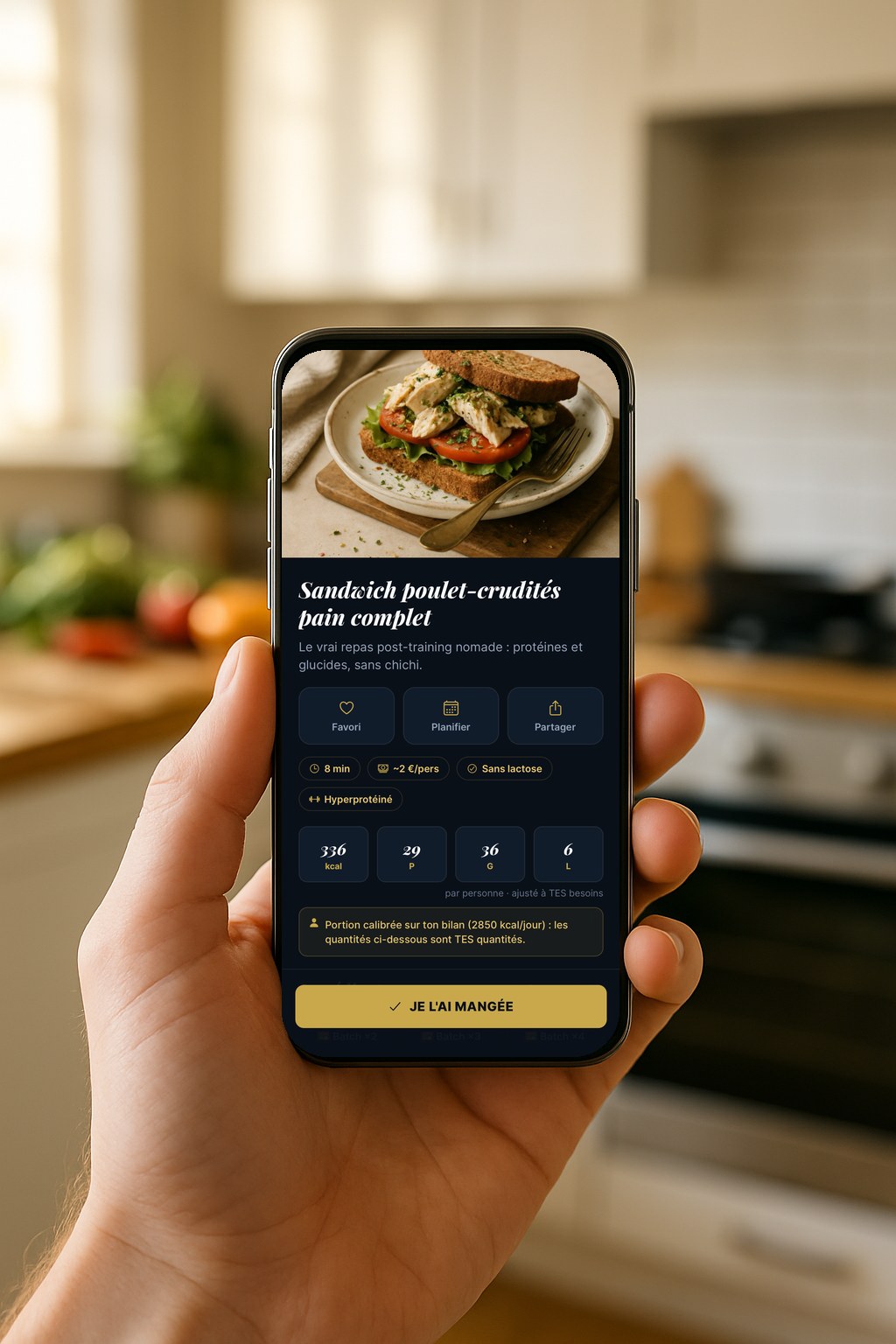 Une recette calibrée à tes besoins